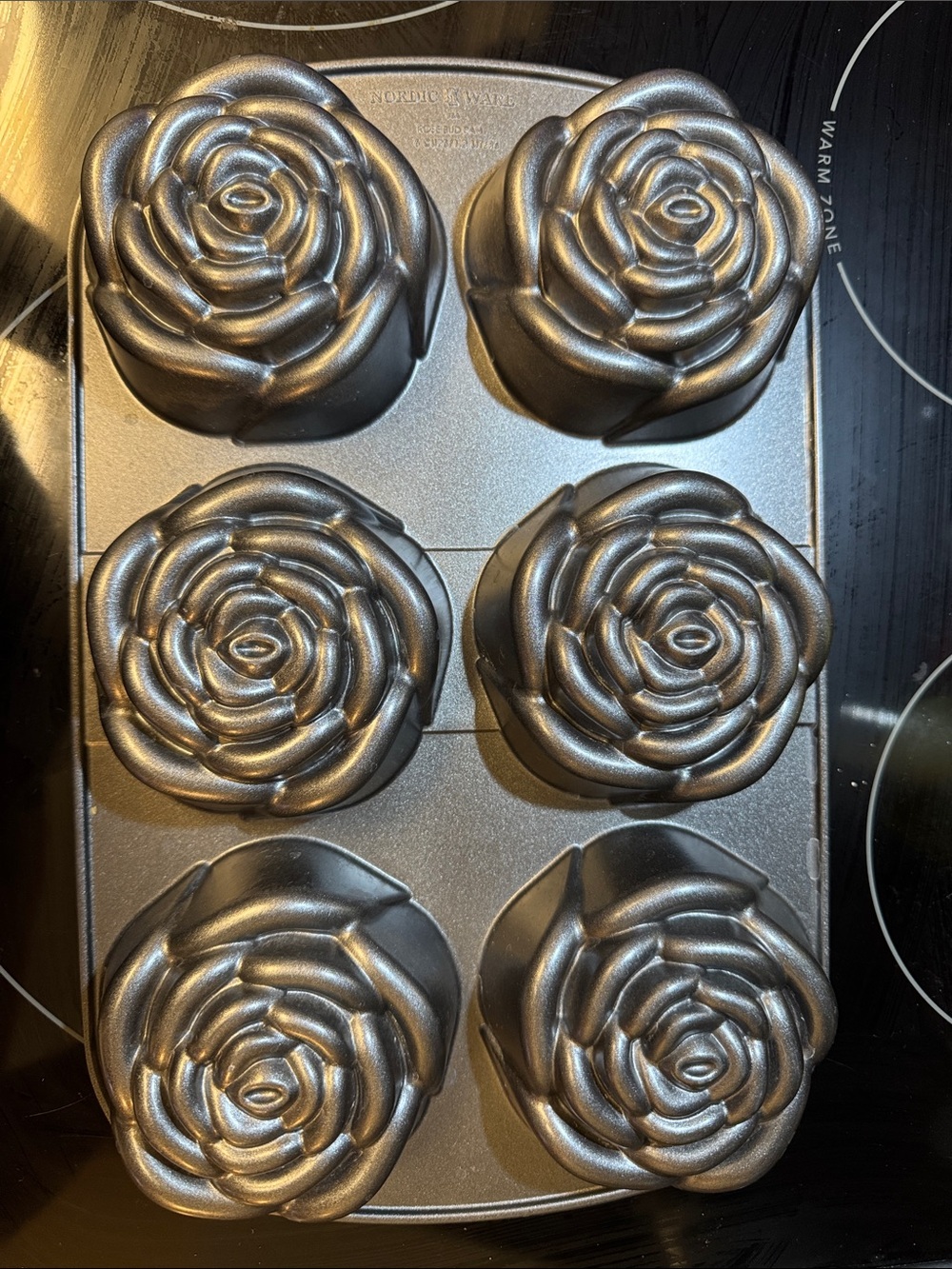 Nordic Ware Silver Rose-Shaped 6-Cup Nonstick Cake Pan
